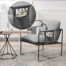 2 Sets 1 Case, Upholstered hanging armchair with arm pocket metal frame, crushed foamcushions and skin-friendly braid for living room and bedroom. Grey color