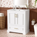 Bathroom Vanity With Sink, 1 Divided Drawer And 2 Soft Close Doors With Double Shelf