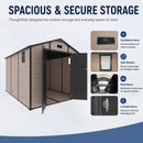 8x10 FT Plastic Outdoor Storage Shed - Lockable Resin Tool Shed