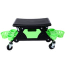 Rolling Detailing Creeper Seat With Wheels, Removable Tool Trays, 300 Lbs Capacity - Green by HouseOfZazla