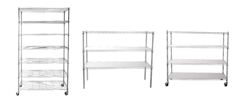 7 Tier Wire Shelving Unit, 2450 LBS NSF Height Adjustable Metal Garage Storage Shelves with Wheels, Heavy Duty Storage Wire Rack Metal Shelves - Chrome