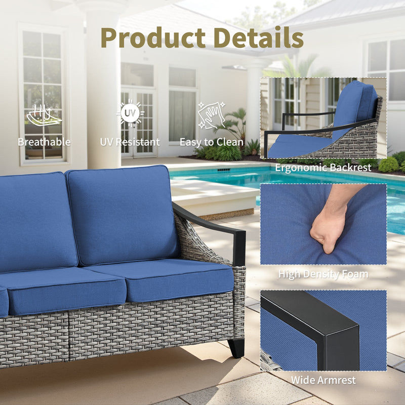 73.4" Wide Outdoor Wicker Sofa, photo 4 of 10