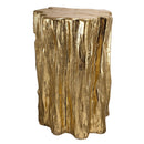 Unique Golden Tree Trunk Stool with Antique Gold Distressed Finish by HouseOfZazla