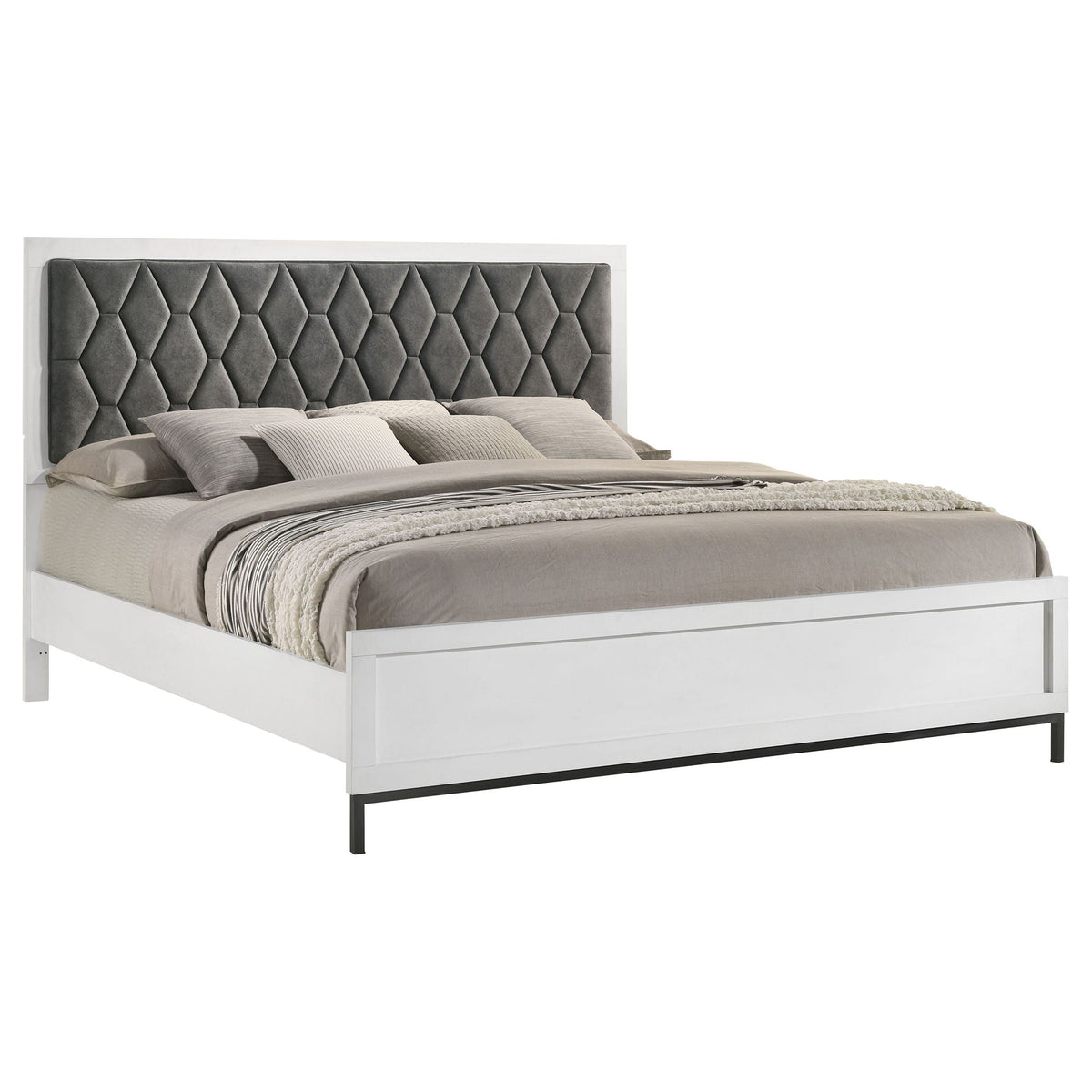 Sonora Eastern King Upholstered Panel Bed White, photo 5 of 7