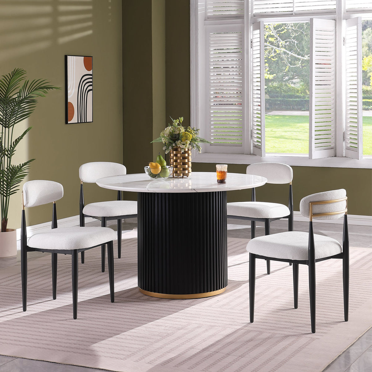 46 Inch Round Faux Marble Dining Table, photo 2 of 8