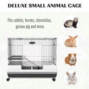 2-Level Small Animal Cage Rabbit Hutch with Wheels, Removable Tray, Platform and Ramp for Bunny, Chinchillas, Ferret, Black