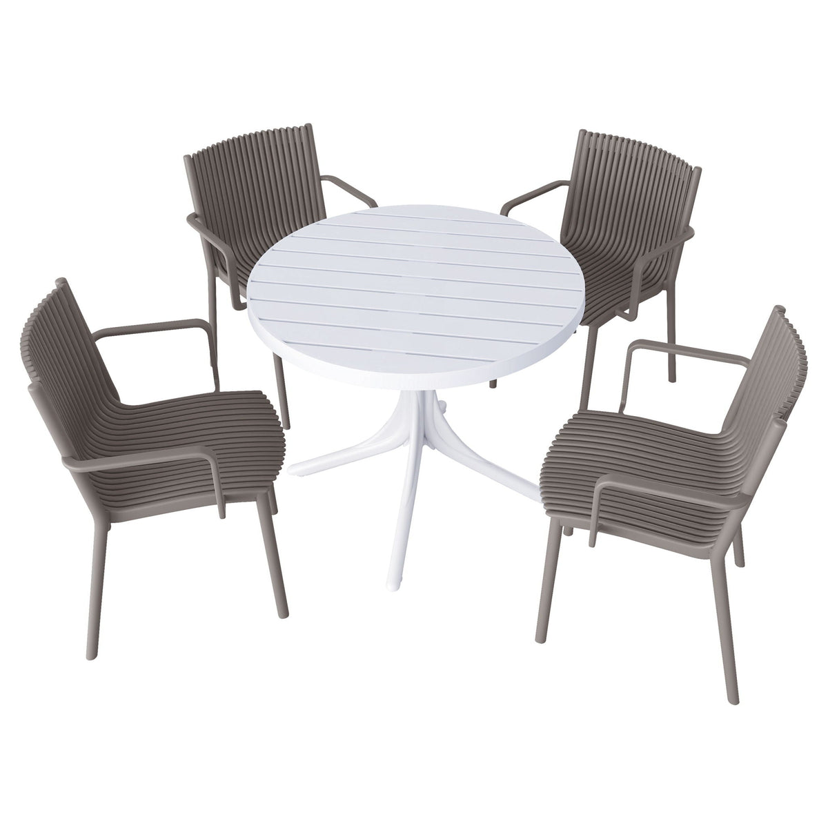 4 Modern Stackable Plastic Armchair Matched With Round Table, photo 2 of 31