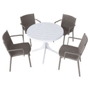 4 Modern Stackable Plastic Armchair Matched With Round Table by HouseOfZazla