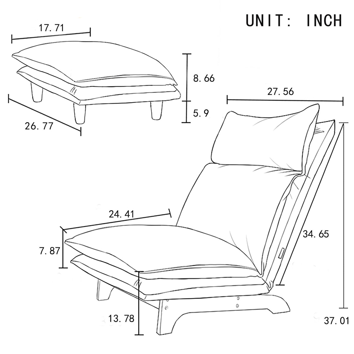 Single Lazy Sofa Chair Leisure Foldable Reclining Chair, photo 6 of 8