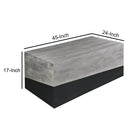 45 Inch Rectangular Mango Wood Coffee Table, Iron Base, Washed White and Black