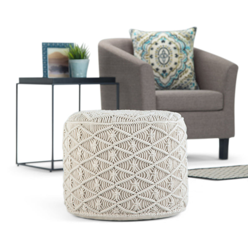 Coates - Round Macrame Pouf - Natural, photo 2 of 5