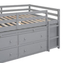 Loft Bed With Retractable Writing Desk And 4 Drawers, With Lateral Portable Desk And Shelves by HouseOfZazla