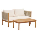 Outdoor Loveseat and Coffee Table Set with Acacia Wood Frame in Teak Look by HouseOfZazla