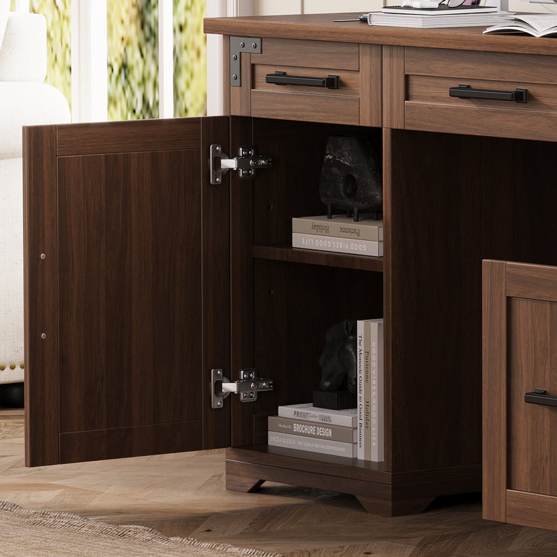 55" Farmhouse Executive Desk with Charging Station, photo 7 of 10