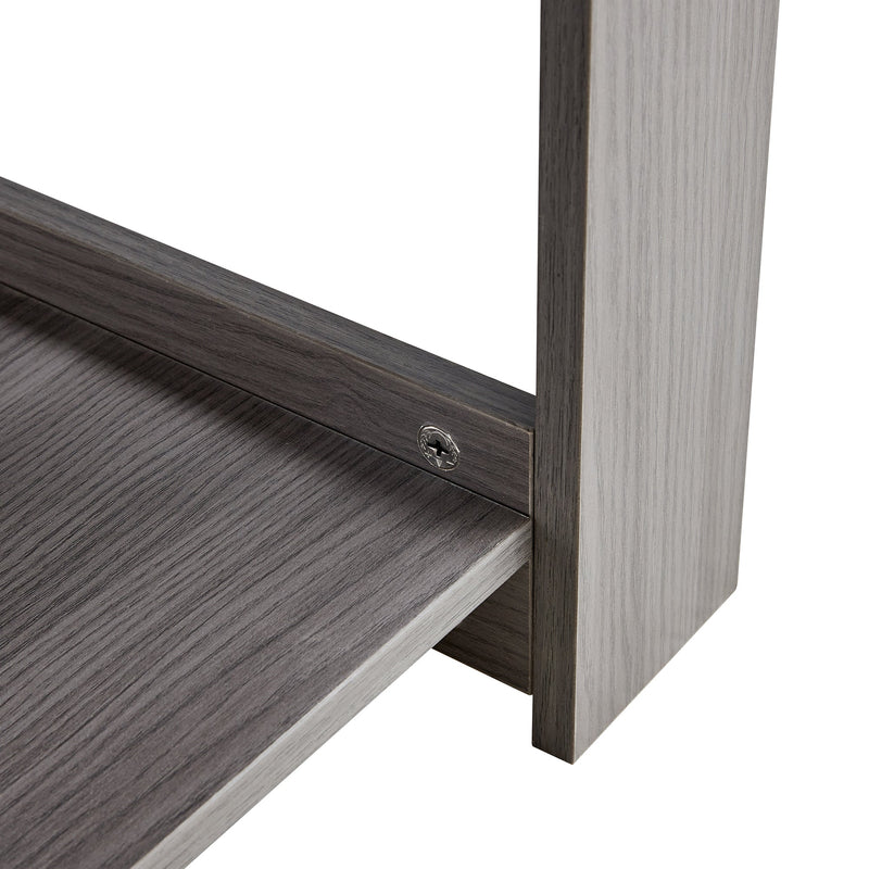 A modern and practical gray textured coffee table,tea table.Double layered coffee table made of MDF material,. Suitable for living room,bedroom and study room. 43.3"x21.6"x16.5" CT-16