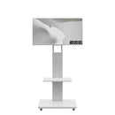 Mobile TV Stand With Shelf Floor Mount Cart For TVs With Lockable Wheels Ideal For Living Room Bedroom Or Office - White by HouseOfZazla