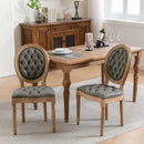 French Style Solid Wood Frame Antique Painting, Hand-Pulled Buckle Decoration Artificial Dining Chair With Nailhead Trim, Wood Legs by HouseOfZazla