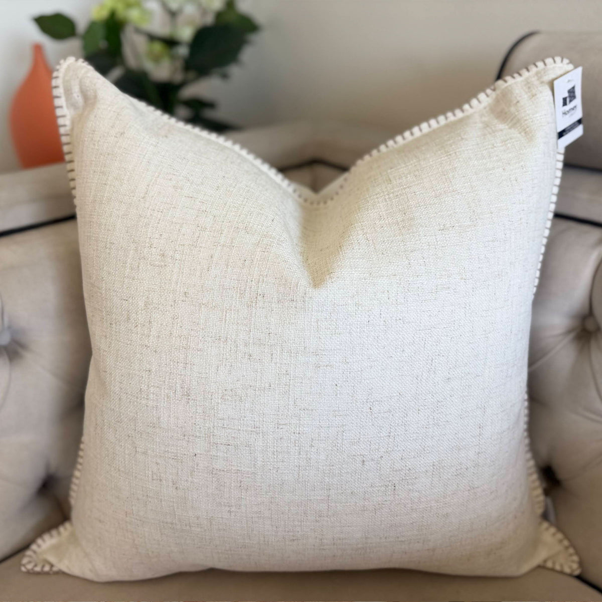 Homey Cozy - Throw Pillow With Decorative Stitching - Ivory, photo 2 of 6