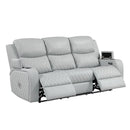 Elonzo - Power Motion Sofa With LED, Power Headrest & Speaker - Light Gray by Unique Piece Furniture