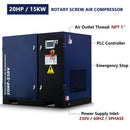20HP Rotary Screw Air Compressor, 74 CFM, 125 PSI, Industrial-Grade by HouseOfZazla
