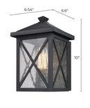 Leonis 10"High 1-Light Black Finish with Seeded Glass Shade Outdoor Wall Lantern