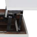 45 Inch Rectangular Mango Wood Coffee Table, Lift Top Storage, Iron Frame, White, Black