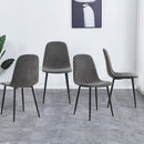 A set of 6 modern medieval style restaurant cushioned side chairs, equipped with soft cushions and black metal legs, suitable for kitchens, lounges, and farmhouses.