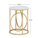 Round End Table - White / Gold