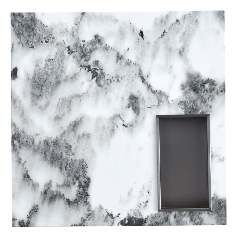 A modern and practical coffee table, black and white in imitation marble pattern, made of MDF material. The fusion of elegance and natural fashion 31.4"x 31.4"x 12 "