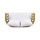 Outdoor Wooden Loveseat with Cushions - White/Teak