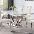 Allessandra - Rectangular U-Shaped Base Dining Table - White / Silver by HouseOfZazla