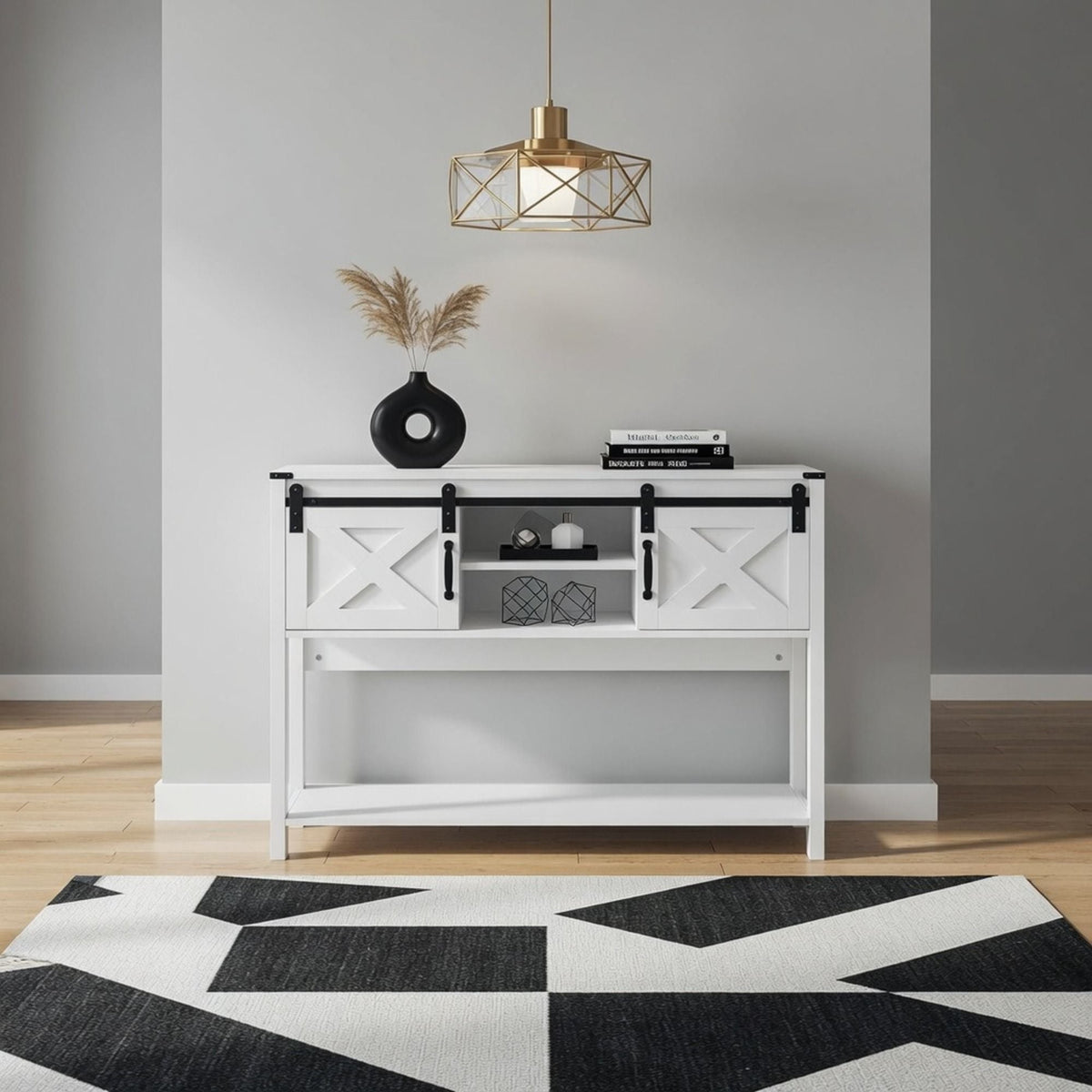 Farmhouse Entryway Table With Sliding Barn Door, photo 27 of 40