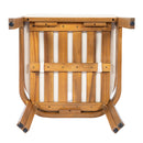 Outdoor Dining Chair Set of 4 with Curved Acacia Wood Arms and Cream Cushions by HouseOfZazla