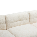 87.7" Sectional Sofa Cozy Teddy Fleece Fabric Sectional Sofa Couch with Two USB Ports a Movable Storage Ottoman and Two Lumbar Pillows for Living Room, Creamy White