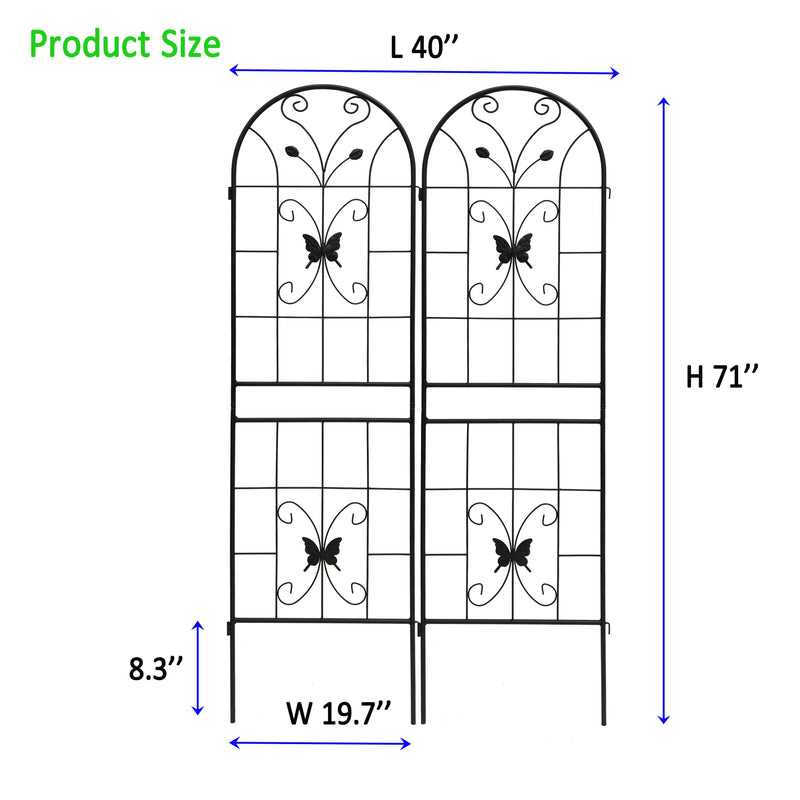 2 Pack Metal Garden Trellis 71" x 19.7" Rustproof Outdoor Support, photo 5 of 10