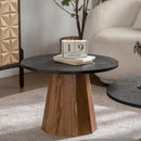 Round Coffee Table - Sturdy Pedestal Wooden Tea Table for Living Room