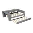 Upholstered Platform Bed With Storage Shelves, Desk, Charging Station And Trundle by HouseOfZazla