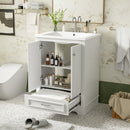 Bathroom Vanity With Ceramic Sink Combo, Modern Freestanding Storage Cabinet With Silver Handles by HouseOfZazla