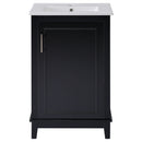 Modern Small Bathroom Vanity Cabinet With Ceramic Basin, Ample Storage, 1 Soft Close Door by Unique Piece Furniture