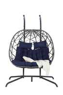 2 Person Outdoor Rattan Hanging Chair Patio Wicker Egg Chair