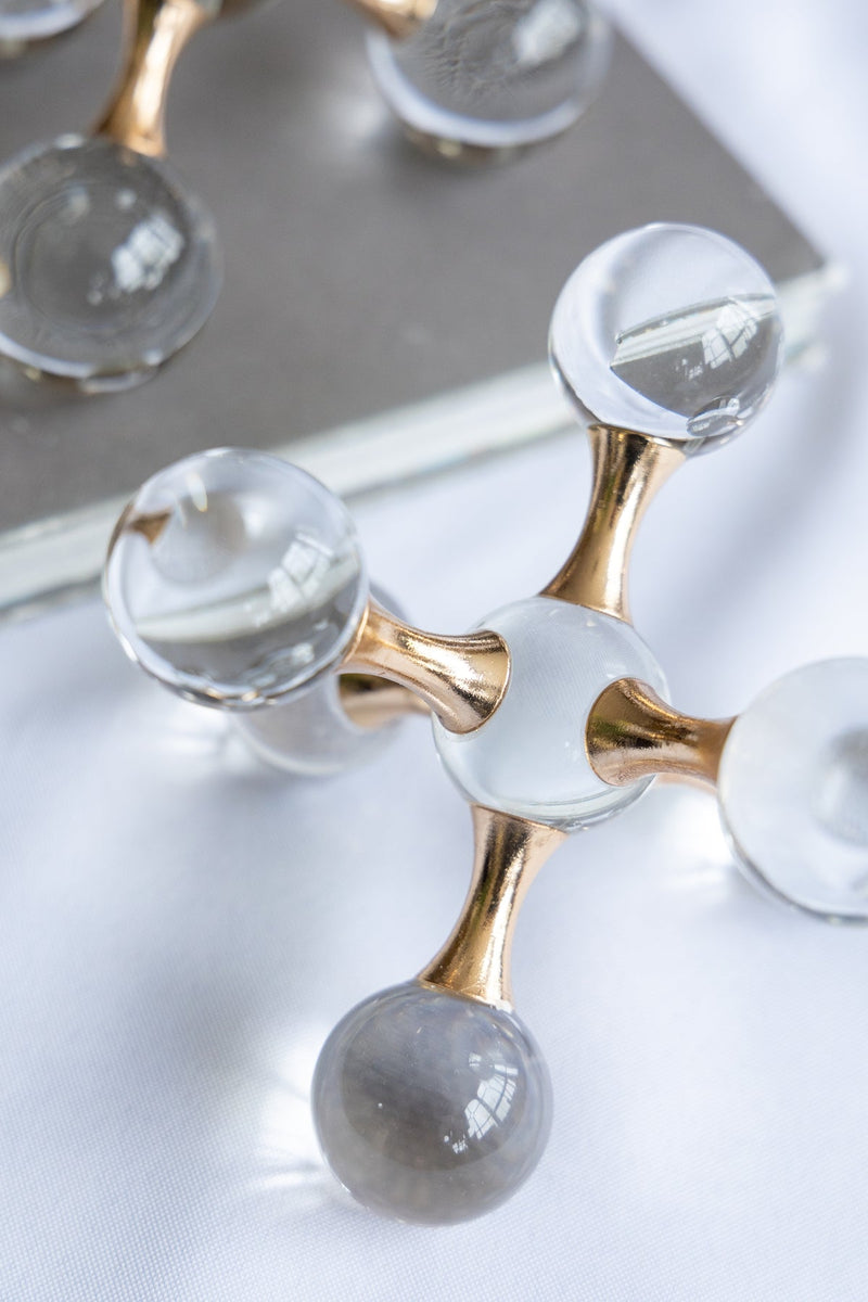 7.9" x 7.9" x 7.9" Clear and Gold Decorative Sculpture, photo 6 of 10
