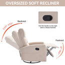 Manual Recliner Chair with Rocker and Swivel in Fabric for Living Room