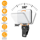 Rechargeable Selfie Light Fill Light 2000mAh Portable Clip On Light with 3 Light Modes 10 Brightness Levels for Phone Laptop Live Stream Make up Photo