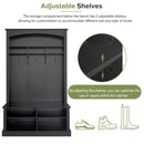 47.2" Wide Hall Tree with Bench and Shoe Storage, Multi-functional Storage Bench with 3 Hanging Hooks & Open Storage Space, Rectangle Storage & Shelves Coat Rack for Hallway, Black