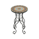 Round Ceramic Outdoor Side Table, Colorful + Black by HouseOfZazla