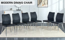 6 black dining chairs. Modern chairs from the Middle Ages. Made of PU material cushion and silver metal legs. Suitable for restaurants and living rooms