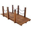5 Ft Wooden Garden Bridge, Stained Wood Arc Footbridge