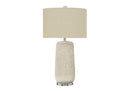 Contemporary Lighting Table Lamp in Cream Ceramic and Beige Fabric by HouseOfZazla