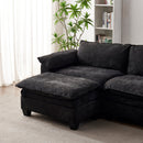Luxury Chenille Upholstered U Shape Sofa with Two Ottomans