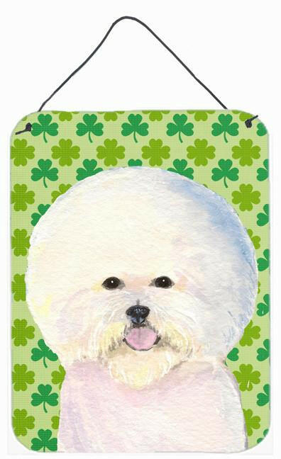 Bichon Frise St. Patrick's Day Shamrock Portrait Wall or Door Hanging Prints